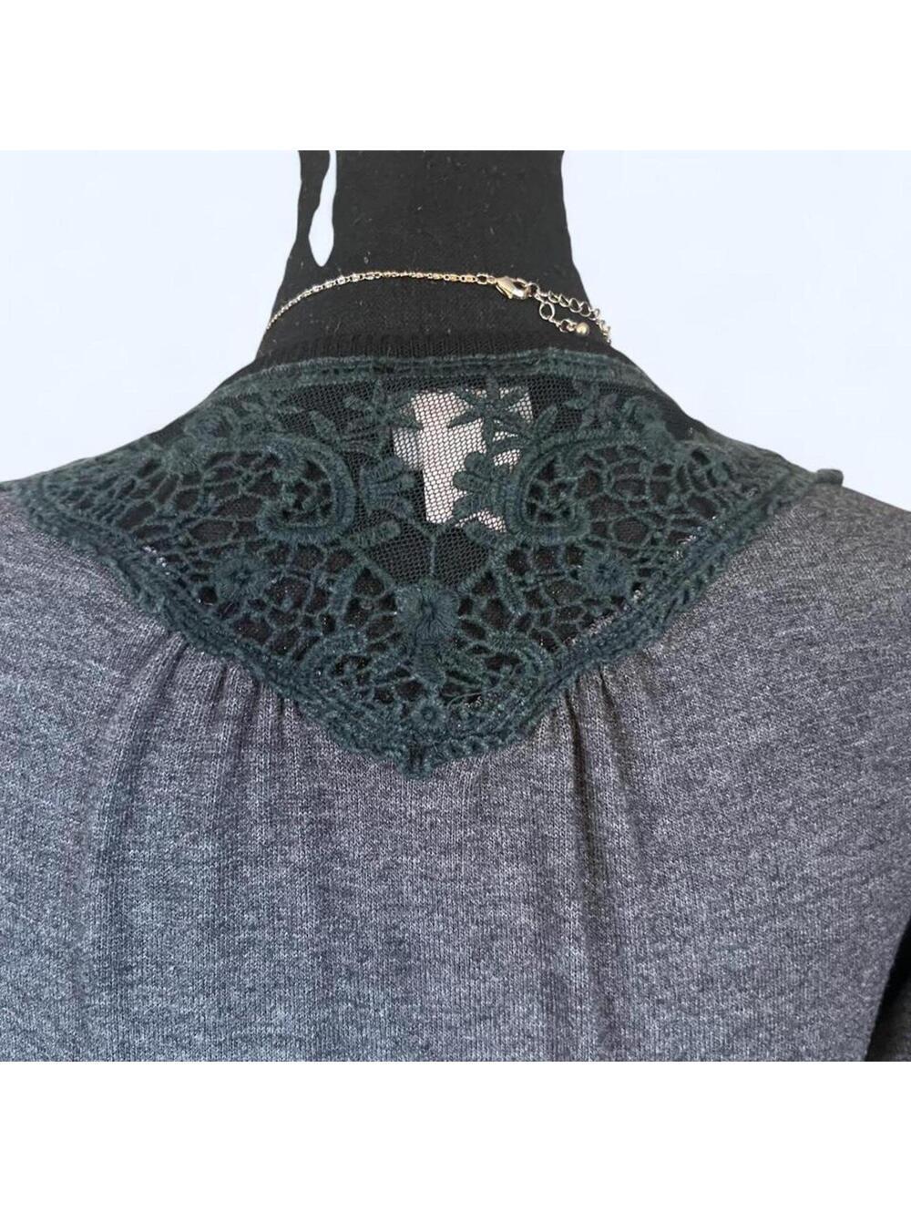 Vintage Y2K Daytrip Fairycore Dark Academia Crochet Lace Top Size Small 💚 - Picture 6 of 8